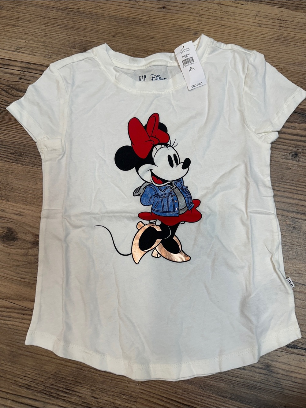 GAP White Minnie Mouse Graphic Tee with Red Bow